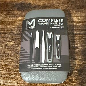 Black Travel Nail Set with Gray Case